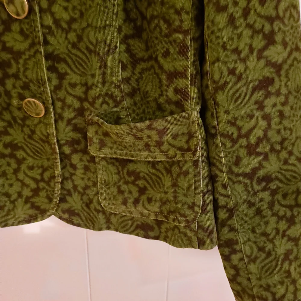Talbots Women Jacket Size 6 Green Brown Soft Velvet Corduroy Cotton Spandex Blnd - Picture 9 of 12